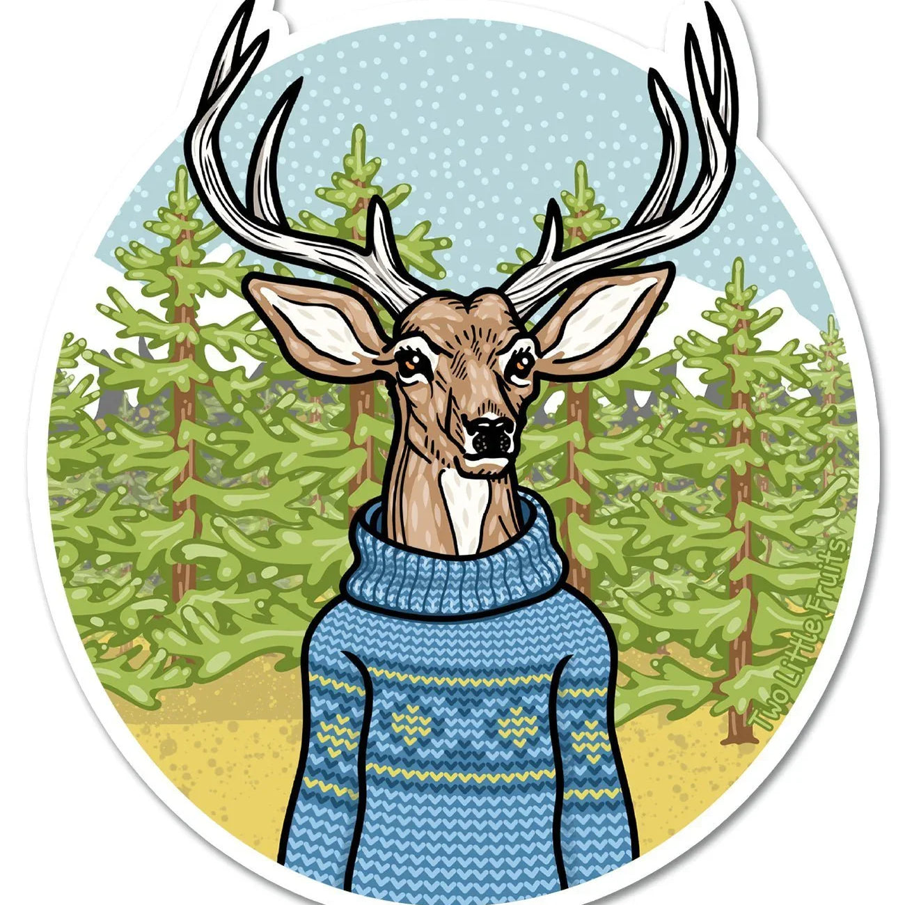 Sweater Weather Deer Sticker - Durable, Waterproof, 3.57" x 4" High - Quality Vinyl Decal