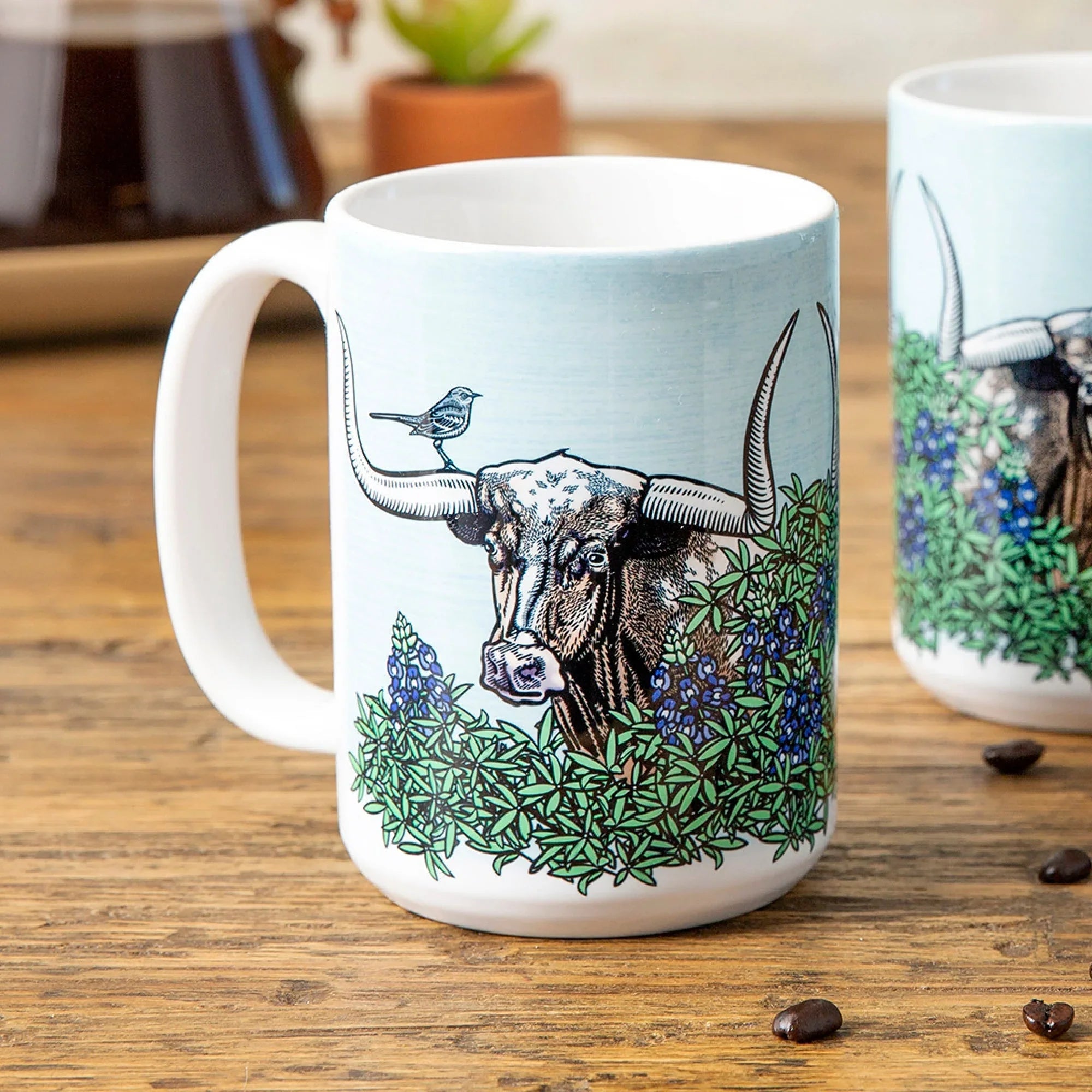 Texas Longhorn Coffee Mug - 15 Oz Heavy - Duty Ceramic, Dishwasher & Microwave Safe - Mug - Two Little Fruits - Two Little Fruits