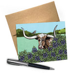 Texas Longhorn S illustrated greeting card by Two Little Fruits