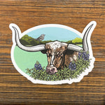 Texas Longhorn illustrated vinyl sticker by Two Little Fruits