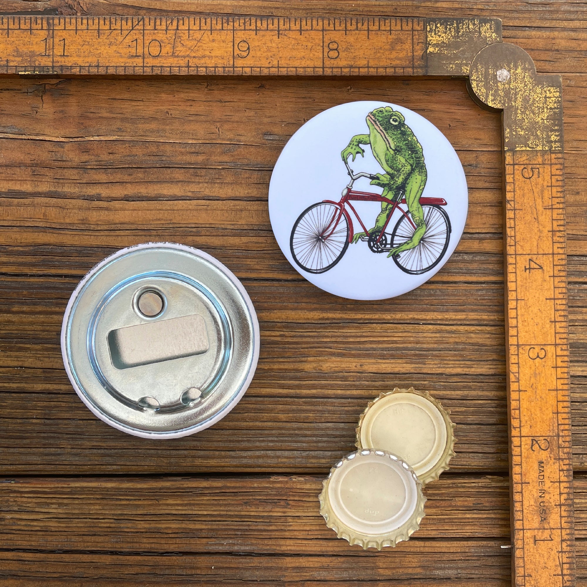 Toadster Frog on Bike Bottle Opener - Soft Matte Bottle Openers - Two Little Fruits - Two Little Fruits