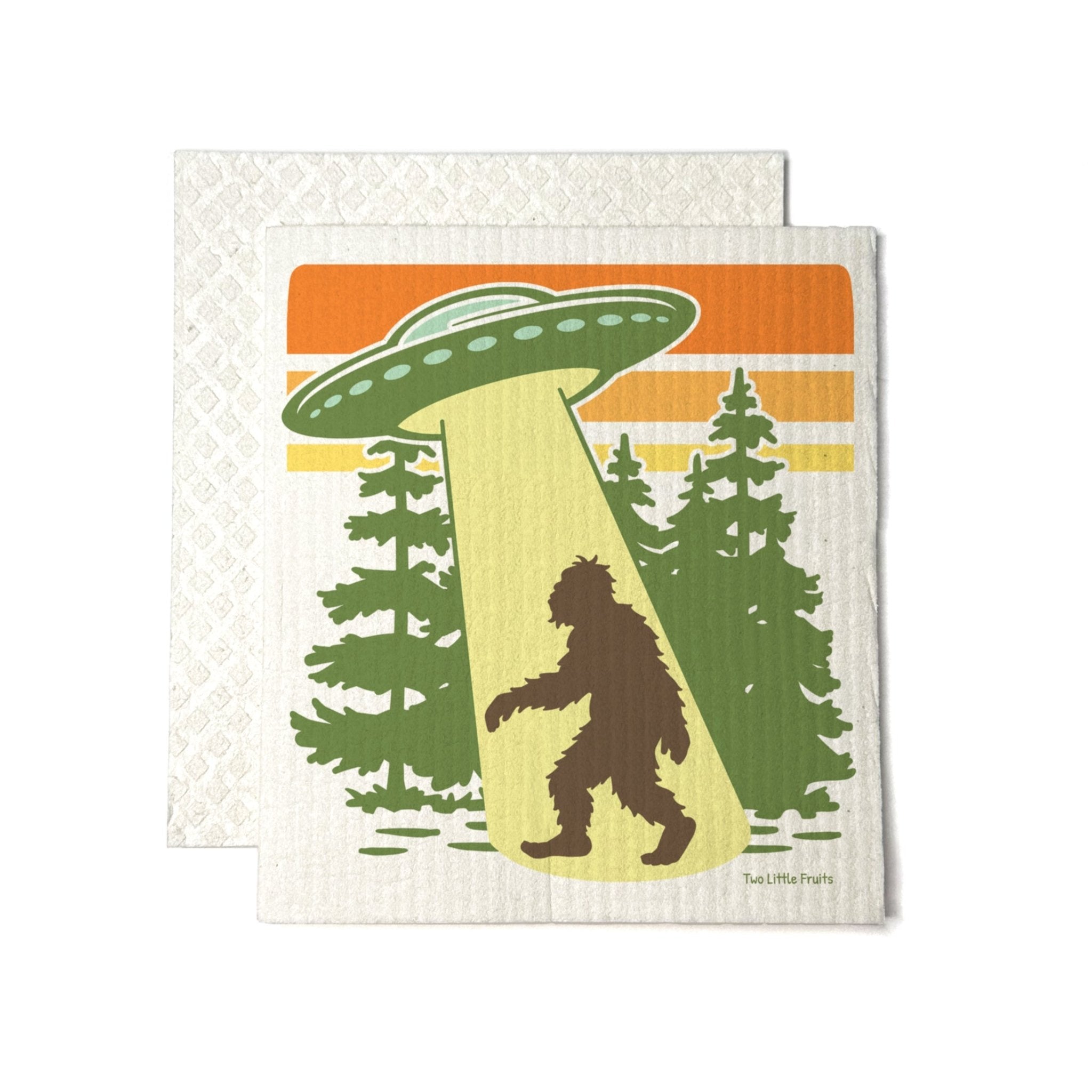 UFO Sasquatch Swedish Dishcloth - Swedish Dish Cloth - Two Little Fruits - Two Little Fruits