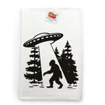UFO Tea Towel - 100% Cotton, Soft White, Unique Sasquatch Design, Made in USA - Tea Towels - Two Little Fruits - Two Little Fruits