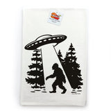 UFO Tea Towel - 100Cotton, Soft White, Unique Sasquatch Design, Made in USA - Tea Towels - Two Little Fruits - Two Little Fruits