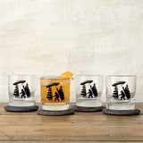 UFO Whiskey Glass - Fun Black Rocks Glass with Original Artwork, 10 Oz Capacity - Rocks Glass - Two Little Fruits - Two Little Fruits