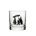 UFO Whiskey Glass - Fun Black Rocks Glass with Original Artwork, 10 Oz Capacity - Rocks Glass - Two Little Fruits - Two Little Fruits