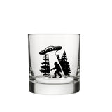 UFO Whiskey Glass - Fun Black Rocks Glass with Original Artwork, 10 Oz Capacity - Rocks Glass - Two Little Fruits - Two Little Fruits