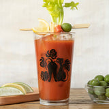 Unique Beer Glass Set showcasing two cats with a vibrant Bloody Mary, a fantastic choice for craft beer lovers.