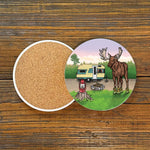Unique Coaster Designs - Moose Ceramic Coaster with Cork Backing, 4" Diameter - Coasters - Two Little Fruits - Two Little Fruits