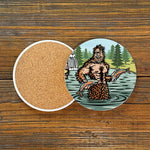 Unique Coffee Table Coasters - 4" Ceramic Sasquatch Design with Cork Backing - Coasters - Two Little Fruits - Two Little Fruits