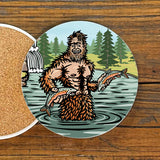Unique Coffee Table Coasters - 4" Ceramic Sasquatch Design with Cork Backing - Coasters - Two Little Fruits - Two Little Fruits