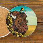 Stay Wild Buffalo illustrated coaster by Two Little Fruits