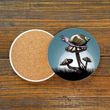 Unique Coffee Table Coasters - Colorful 4" Diameter Mushroom Ceramic Design by Two Little Fruits - Coasters - Two Little Fruits - Two Little Fruits