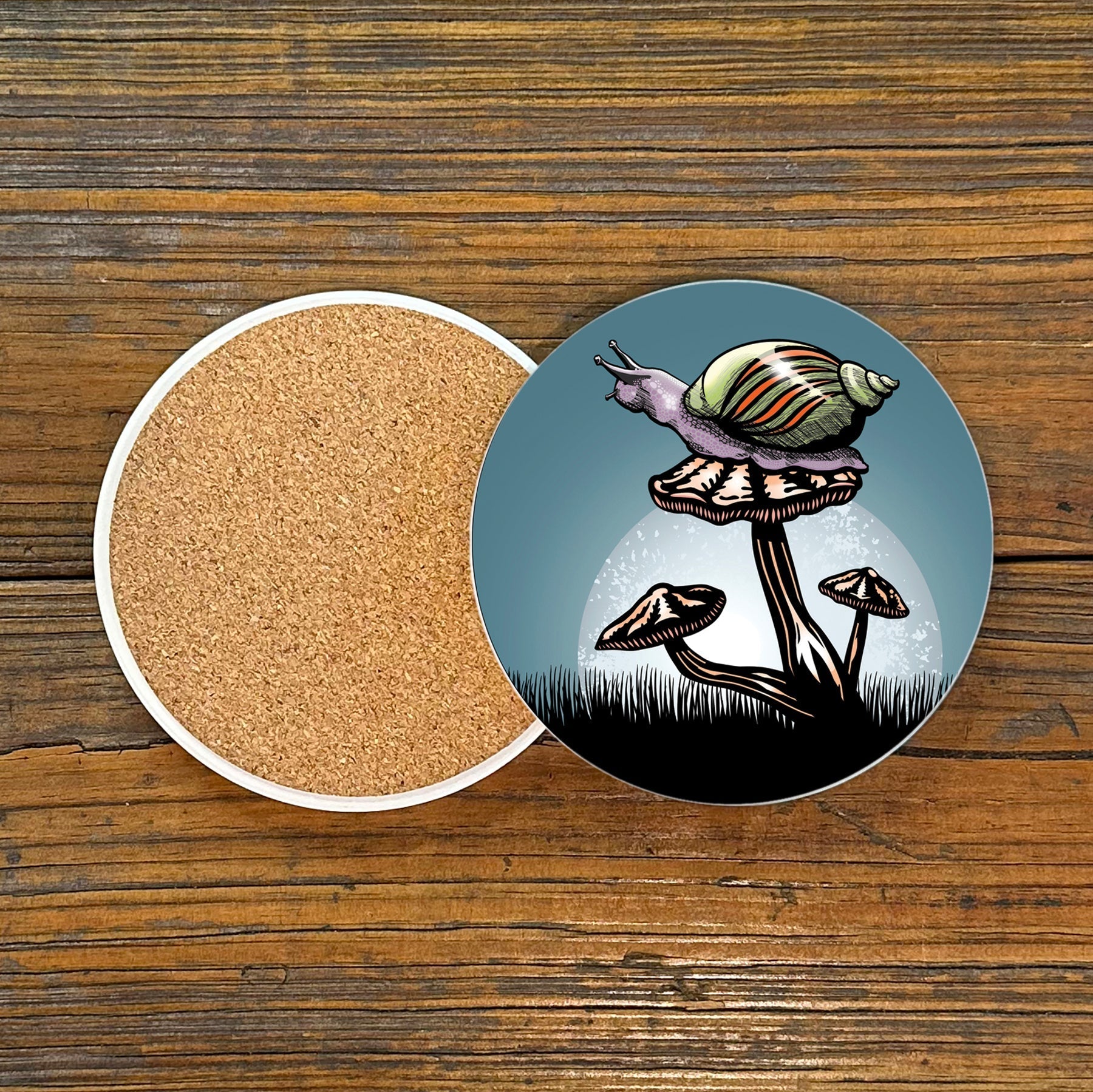 Unique Coffee Table Coasters - Colorful 4" Diameter Mushroom Ceramic Design by Two Little Fruits - Coasters - Two Little Fruits - Two Little Fruits