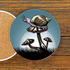 Unique Coffee Table Coasters - Colorful 4" Diameter Mushroom Ceramic Design by Two Little Fruits - Coasters - Two Little Fruits - Two Little Fruits