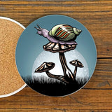 Snail & Mushroom illustrated coaster by Two Little Fruits