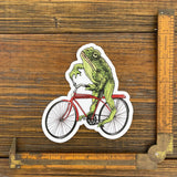 Unique Frog Art Stickers - Durable Vinyl Toadster Frog On Vintage Bicycle, Weatherproof Decal - Sticker - Two Little Fruits - Two Little Fruits