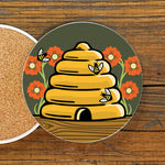 Unique Gift Coasters - Colorful 4" Honeybee Ceramic Drink Coasters by Two Little Fruits - Coasters - Two Little Fruits - Two Little Fruits