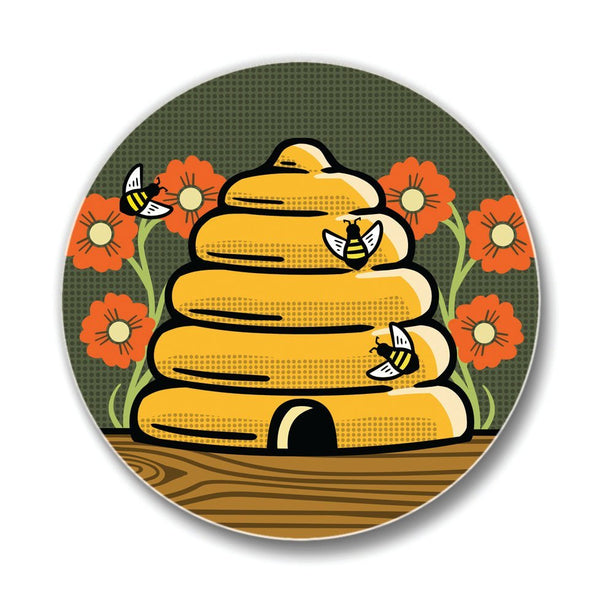 Unique Gift Coasters - Colorful 4" Honeybee Ceramic Drink Coasters by Two Little Fruits - Coasters - Two Little Fruits - Two Little Fruits