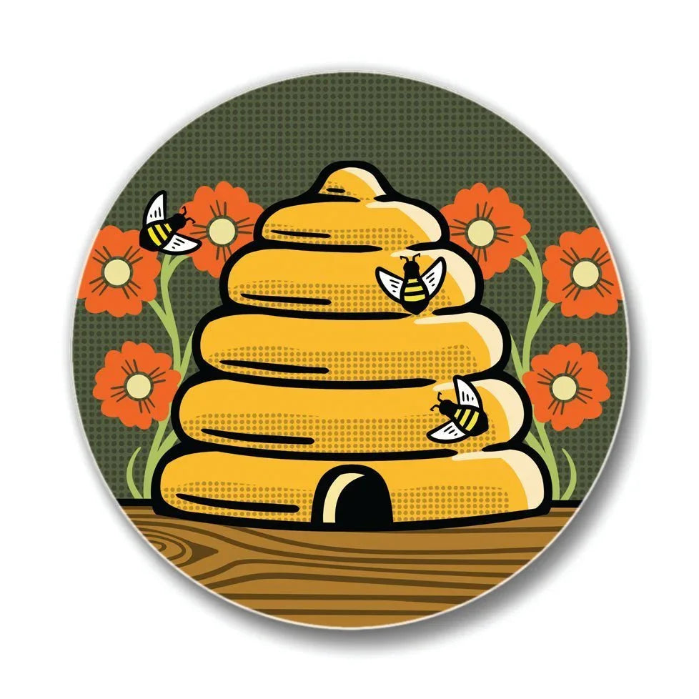 Unique Gift Coasters - Colorful 4" Honeybee Ceramic Drink Coasters by Two Little Fruits - Coasters - Two Little Fruits - Two Little Fruits