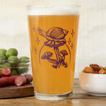 Mushroom illustrated pint glass by Two Little Fruits
