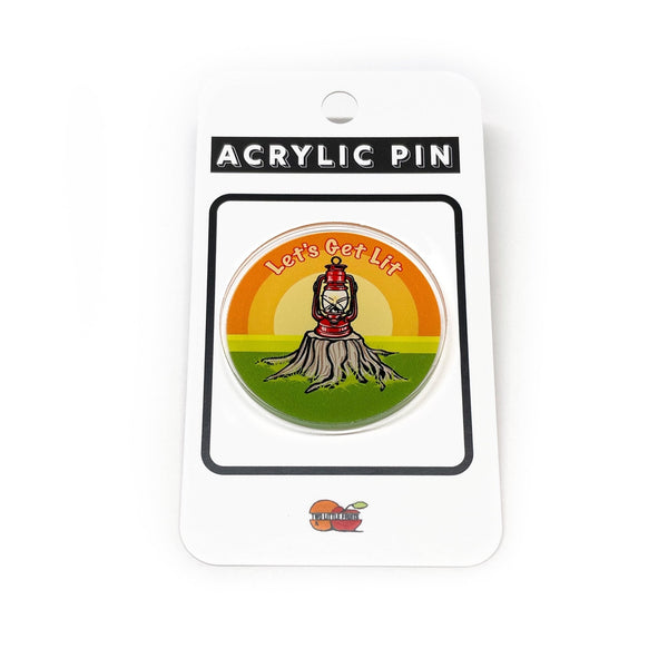 Unique Pins For Jackets: Let's Get Lit Lantern Acrylic Pin – 1.25 Inches With Rubber Clutch - Acrylic Pin - Two Little Fruits - Two Little Fruits