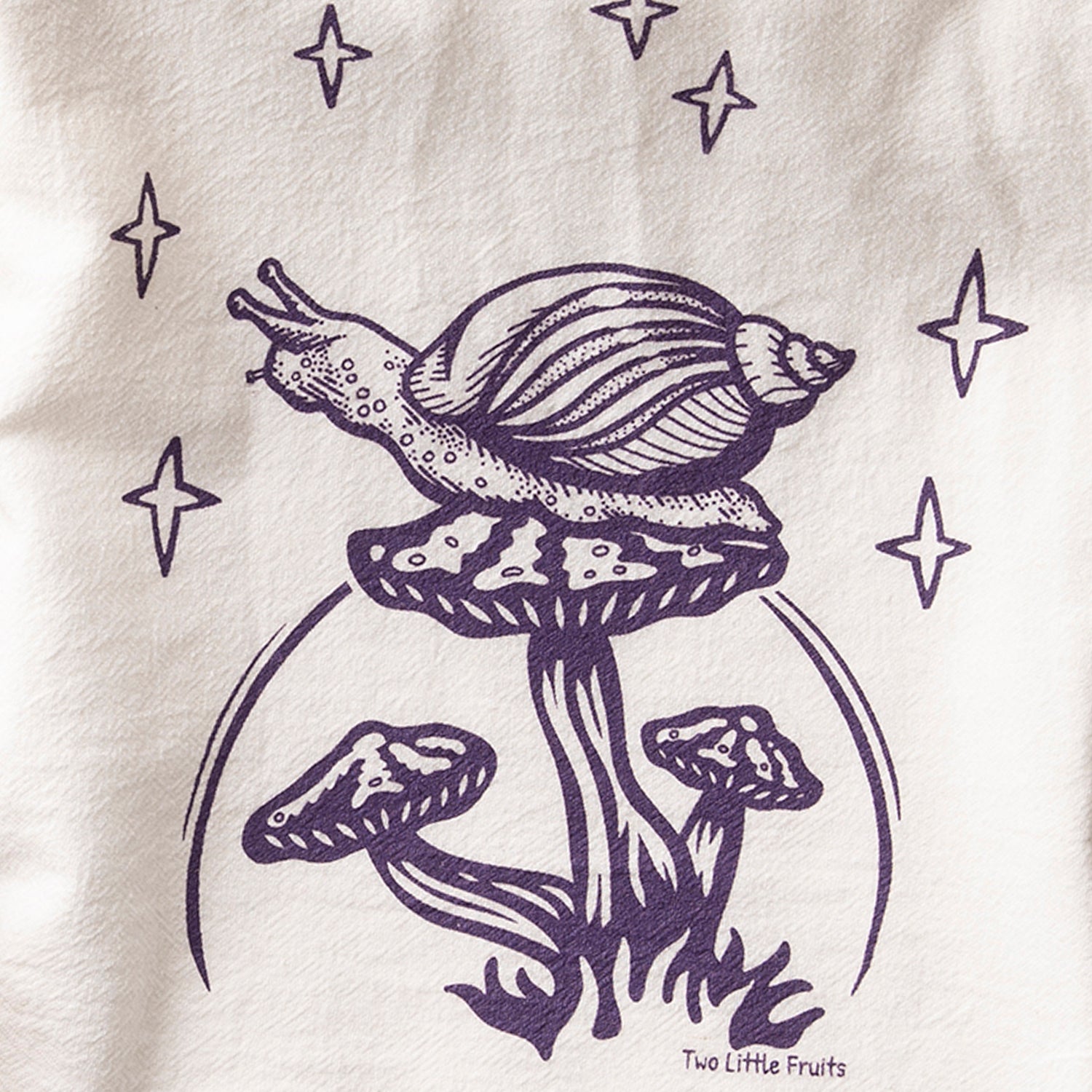 Unique Tea Towels - Eco - Friendly Cotton Mushroom Print with Moon, Stars & Snail Design - Tea Towels - Two Little Fruits - Two Little Fruits