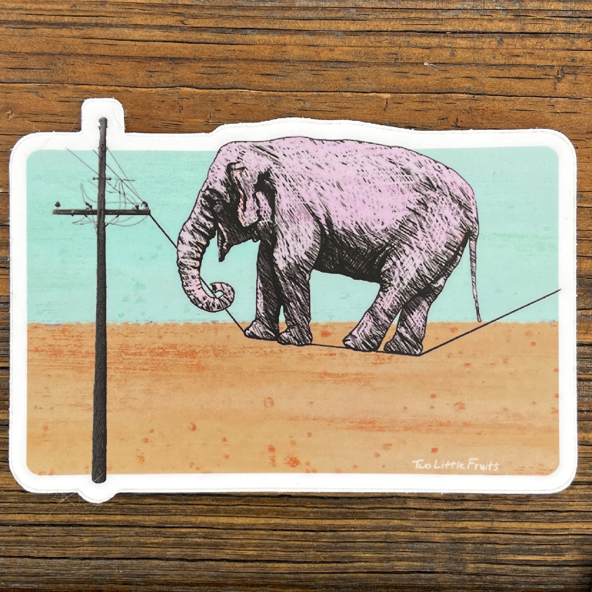 Unique Walk the Line Elephant Vinyl Sticker - Durable, Weatherproof, Fun Decal for Personal Flair - Sticker - Two Little Fruits - Two Little Fruits