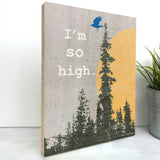Unique Wood Art - I'm So High Bird 8x10 Wall Decor on Baltic Birch Plywood - Art On Wood - Two Little Fruits - Two Little Fruits