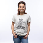 Unisex Cowboy Bear T-Shirt in Heather Cement Gray - Eco - Friendly & Soft Cotton Tee - Tee Shirts - Two Little Fruits - Two Little Fruits