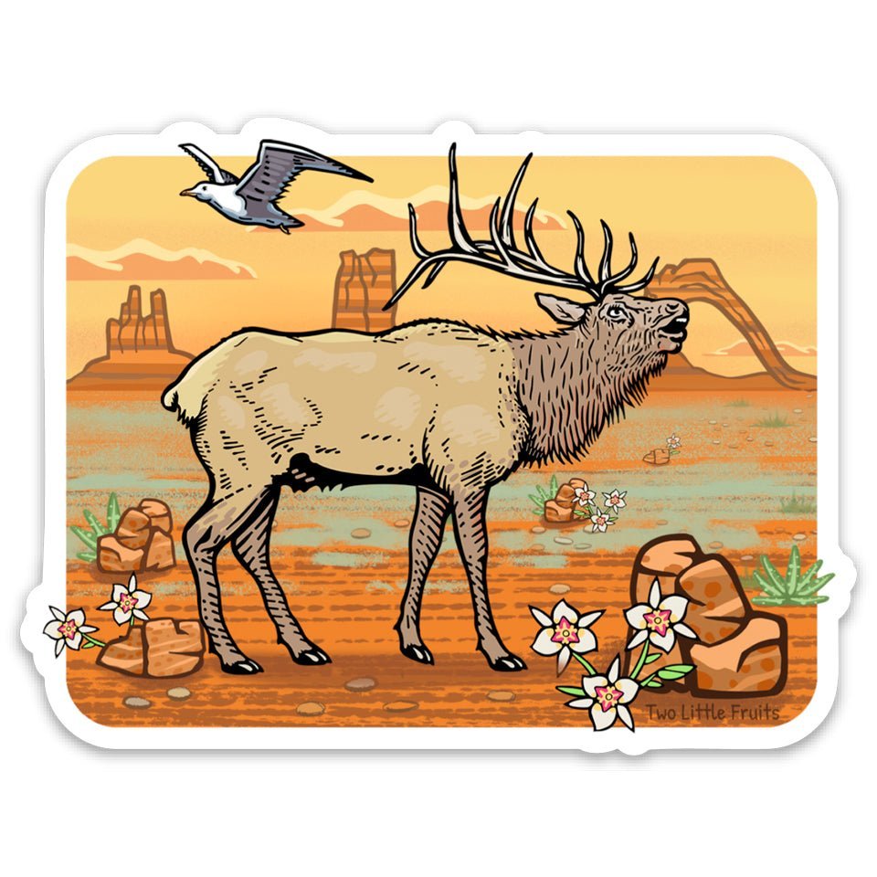 Utah Desert Elk Sticker - Durable, Waterproof Die Cut Vinyl Decal for Adventure Lovers - Sticker - Two Little Fruits - Two Little Fruits