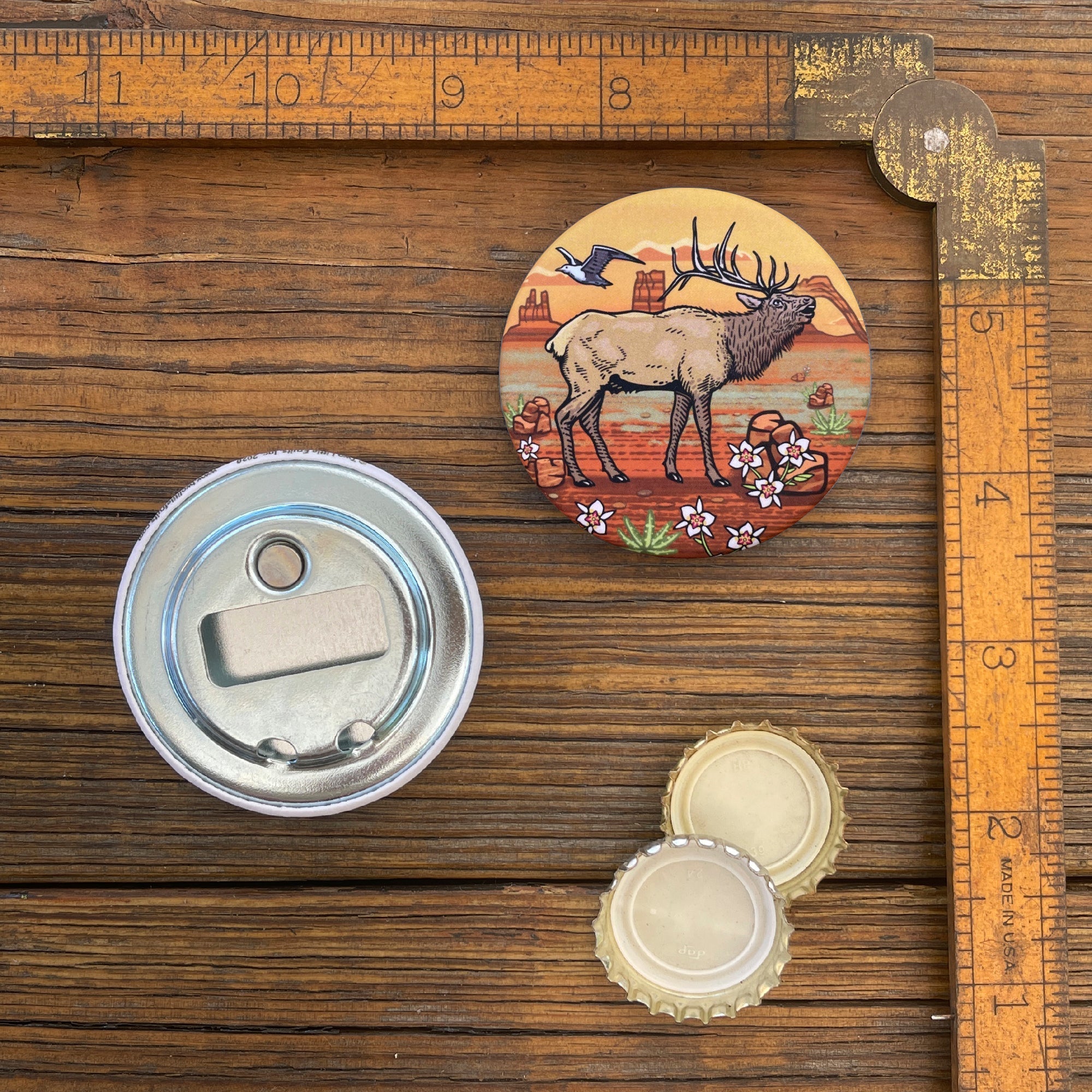 Utah Elk Bottle Opener with Magnetic Cap Catcher - Slim, Durable, Weather - Resistant Design - Soft Matte Bottle Openers - Two Little Fruits - Two Little Fruits