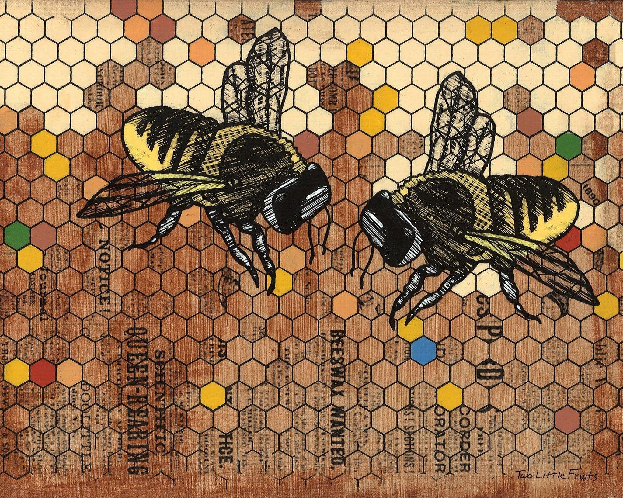 Vintage Honeybee Art Print - 1890 Style, 8x10 & 11x14 Sizes, Perfect for Nature Lovers