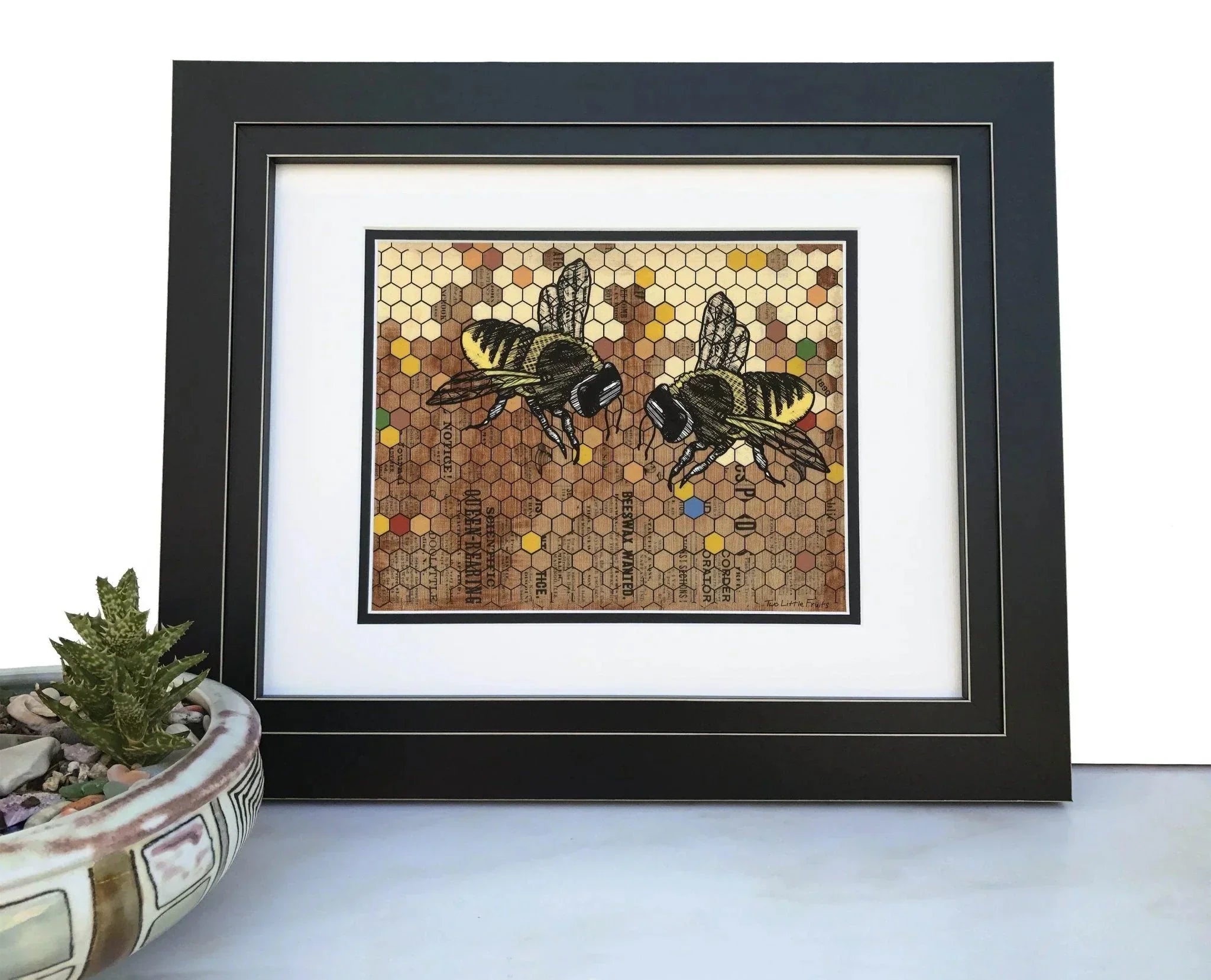 Vintage Honeybee illustrated art print by Two Little Fruits