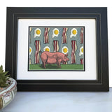 Whimsical Bacon Wall Art - Funny Pig And Bacon Art Print For Kitchen Decor - Paper Prints - Two Little Fruits - Two Little Fruits