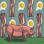 Whimsical Bacon Wall Art - Funny Pig And Bacon Art Print For Kitchen Decor - Paper Prints - Two Little Fruits - Two Little Fruits