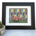 Bacon Wall Art - Funny Pig And Bacon illustrated art print by Two Little Fruits