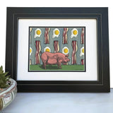 Bacon Wall Art - Funny Pig And Bacon illustrated art print by Two Little Fruits