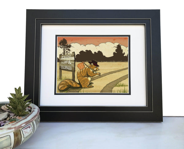 Whimsical Colorado Art Print featuring Hobo Squirrel - 8x10 or 11x14 Inches - Paper Prints - Two Little Fruits - Two Little Fruits