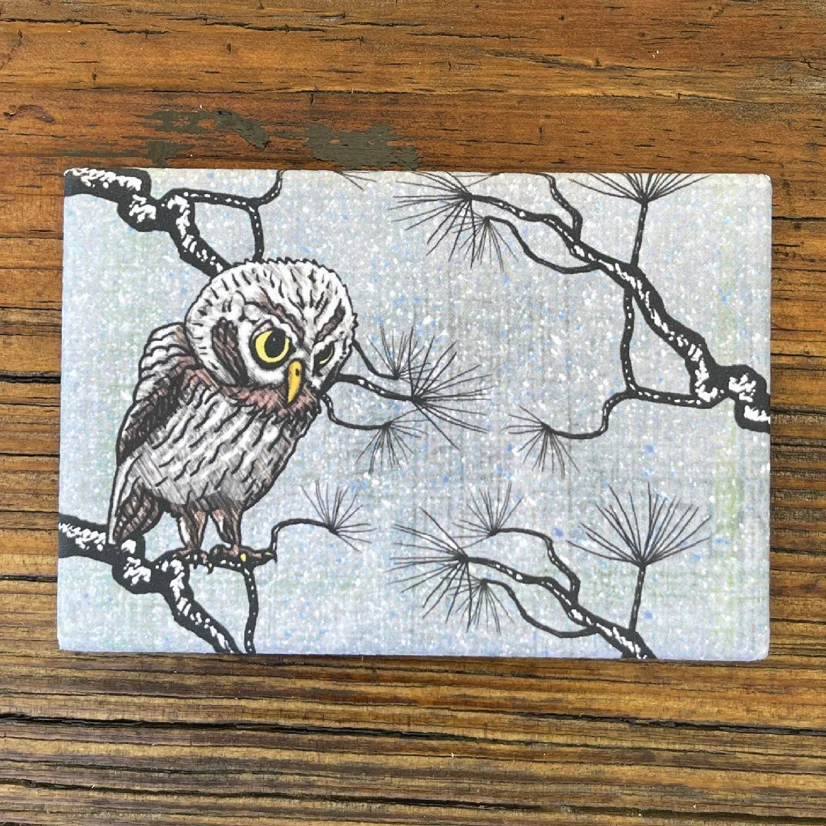 Winter Owl illustrated fridge magnet by Two Little Fruits